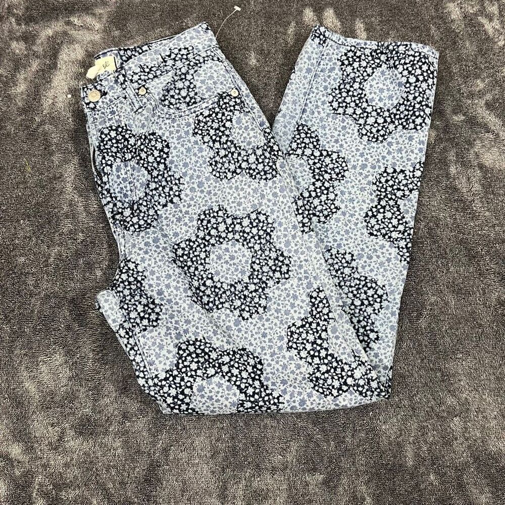 Madewell Baggy Straight Jeans in Quilted Floral in the Classic Indigo blue women